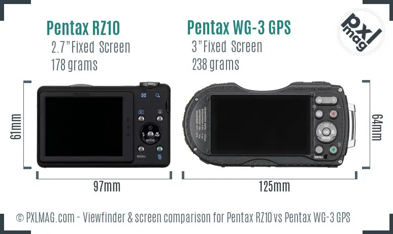 Pentax RZ10 vs Pentax WG-3 GPS Screen and Viewfinder comparison