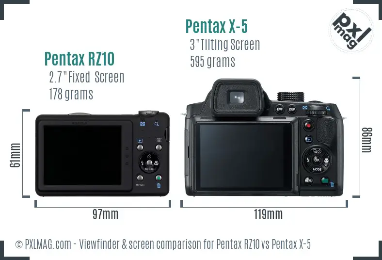 Pentax RZ10 vs Pentax X-5 Screen and Viewfinder comparison Pentax RZ10 vs Pentax X-5 Screen and Viewfinder comparison