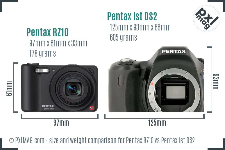 Pentax RZ10 vs Pentax ist DS2 size comparison