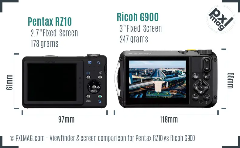 Pentax RZ10 vs Ricoh G900 Screen and Viewfinder comparison