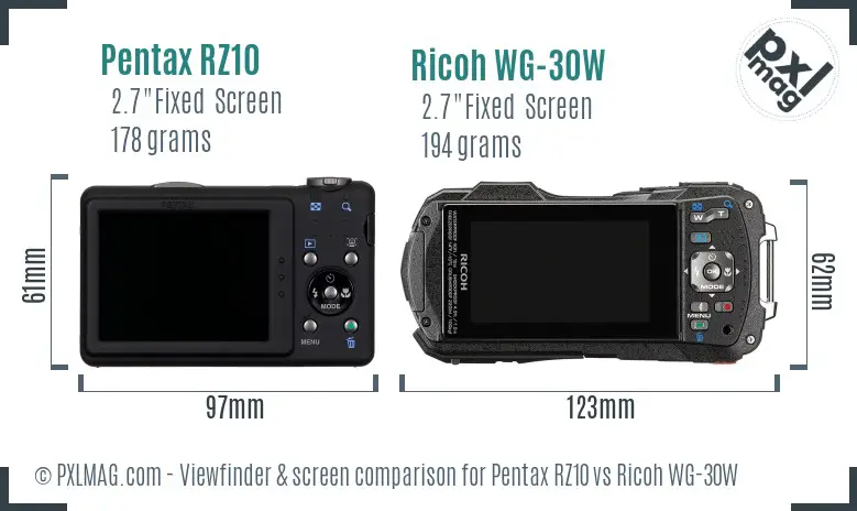 Pentax RZ10 vs Ricoh WG-30W Screen and Viewfinder comparison Pentax RZ10 vs Ricoh WG-30W Screen and Viewfinder comparison