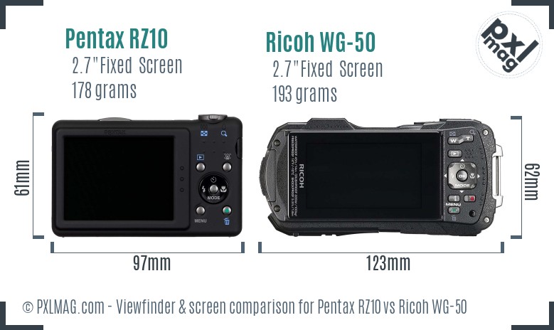 Pentax RZ10 vs Ricoh WG-50 Screen and Viewfinder comparison