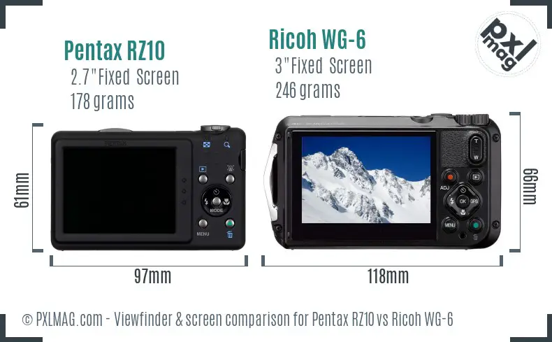 Pentax RZ10 vs Ricoh WG-6 Screen and Viewfinder comparison