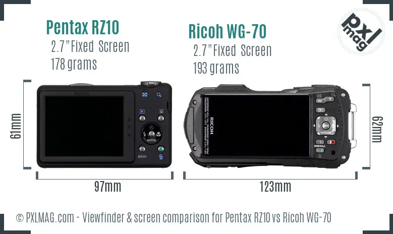 Pentax RZ10 vs Ricoh WG-70 Screen and Viewfinder comparison