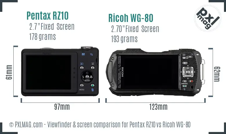 Pentax RZ10 vs Ricoh WG-80 Screen and Viewfinder comparison