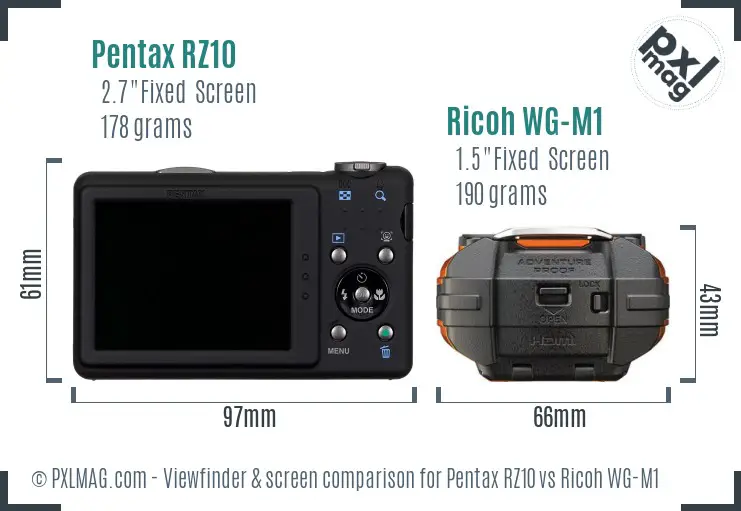 Pentax RZ10 vs Ricoh WG-M1 Screen and Viewfinder comparison