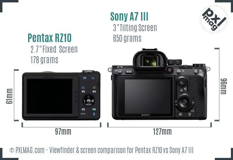 Pentax RZ10 vs Sony A7 III Screen and Viewfinder comparison Pentax RZ10 vs Sony A7 III Screen and Viewfinder comparison