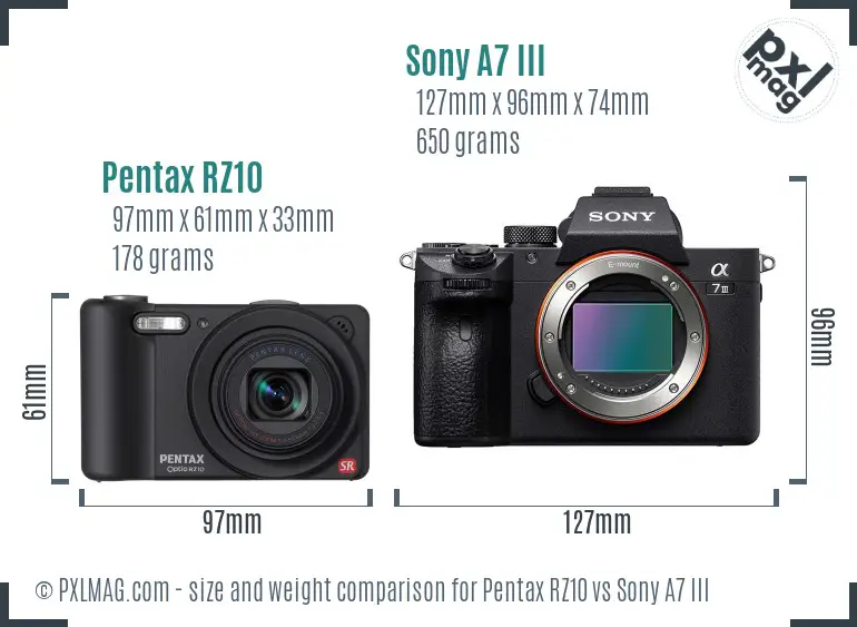 Pentax RZ10 vs Sony A7 III size comparison Pentax RZ10 vs Sony A7 III size comparison
