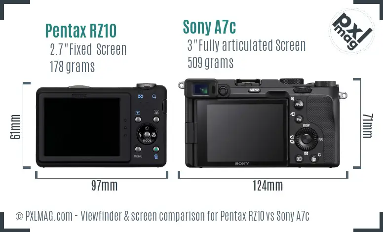 Pentax RZ10 vs Sony A7c Screen and Viewfinder comparison Pentax RZ10 vs Sony A7c Screen and Viewfinder comparison