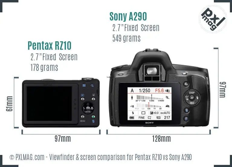 Pentax RZ10 vs Sony A290 Screen and Viewfinder comparison Pentax RZ10 vs Sony A290 Screen and Viewfinder comparison