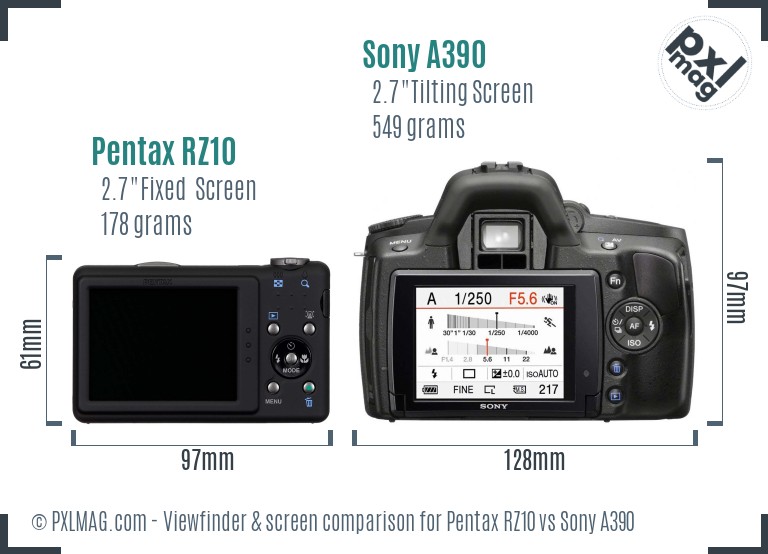 Pentax RZ10 vs Sony A390 Screen and Viewfinder comparison