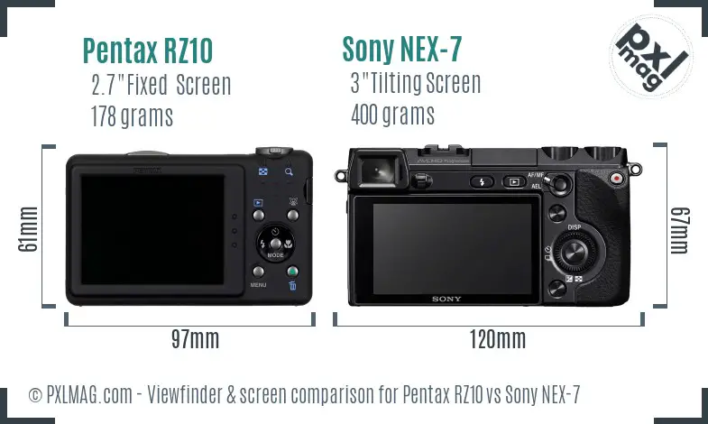 Pentax RZ10 vs Sony NEX-7 Screen and Viewfinder comparison Pentax RZ10 vs Sony NEX-7 Screen and Viewfinder comparison