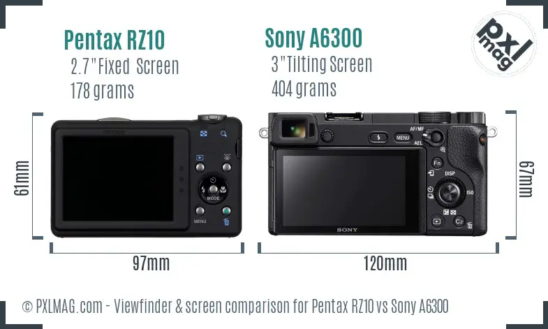 Pentax RZ10 vs Sony A6300 Screen and Viewfinder comparison