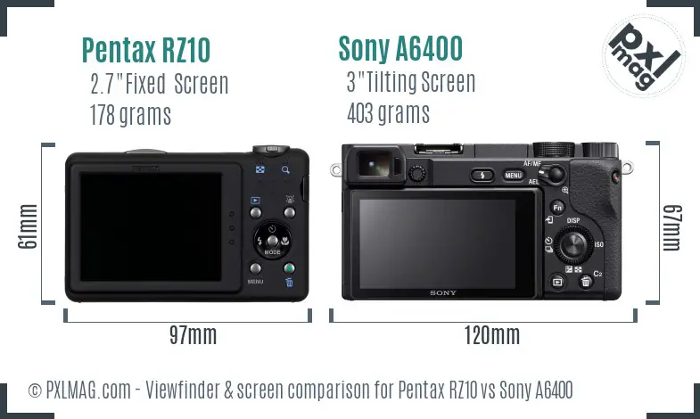 Pentax RZ10 vs Sony A6400 Screen and Viewfinder comparison Pentax RZ10 vs Sony A6400 Screen and Viewfinder comparison