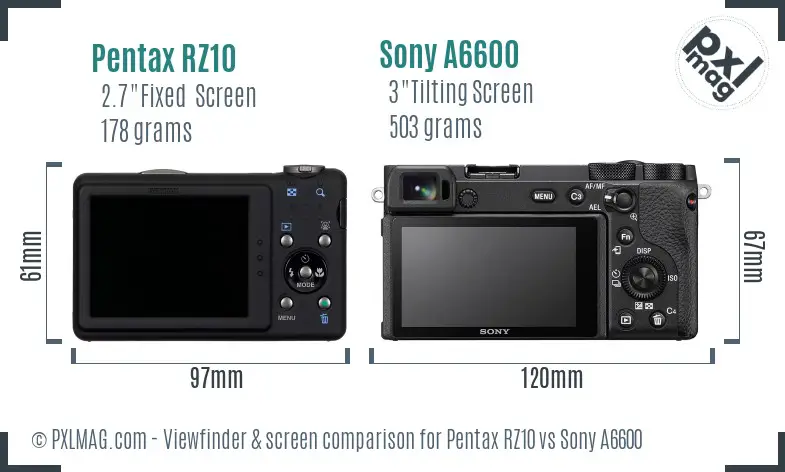 Pentax RZ10 vs Sony A6600 Screen and Viewfinder comparison