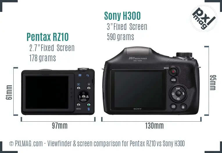 Pentax RZ10 vs Sony H300 Screen and Viewfinder comparison