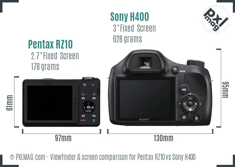 Pentax RZ10 vs Sony H400 Screen and Viewfinder comparison