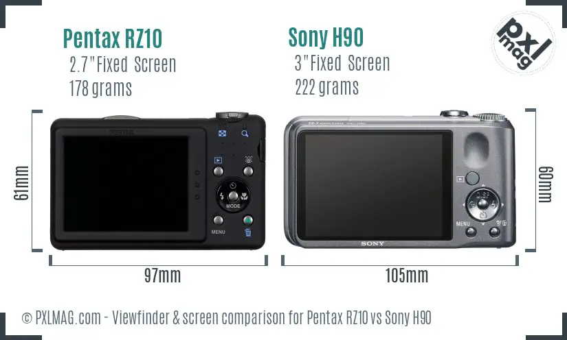 Pentax RZ10 vs Sony H90 Screen and Viewfinder comparison
