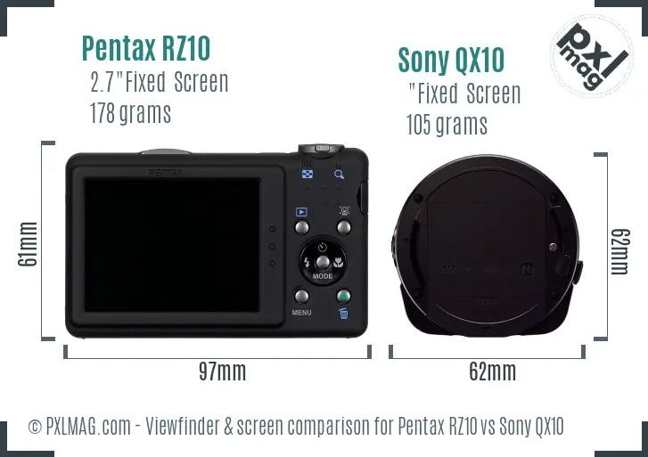 Pentax RZ10 vs Sony QX10 Screen and Viewfinder comparison Pentax RZ10 vs Sony QX10 Screen and Viewfinder comparison