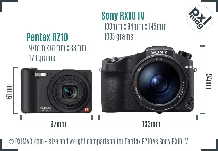 Pentax RZ10 vs Sony RX10 IV size comparison Pentax RZ10 vs Sony RX10 IV size comparison