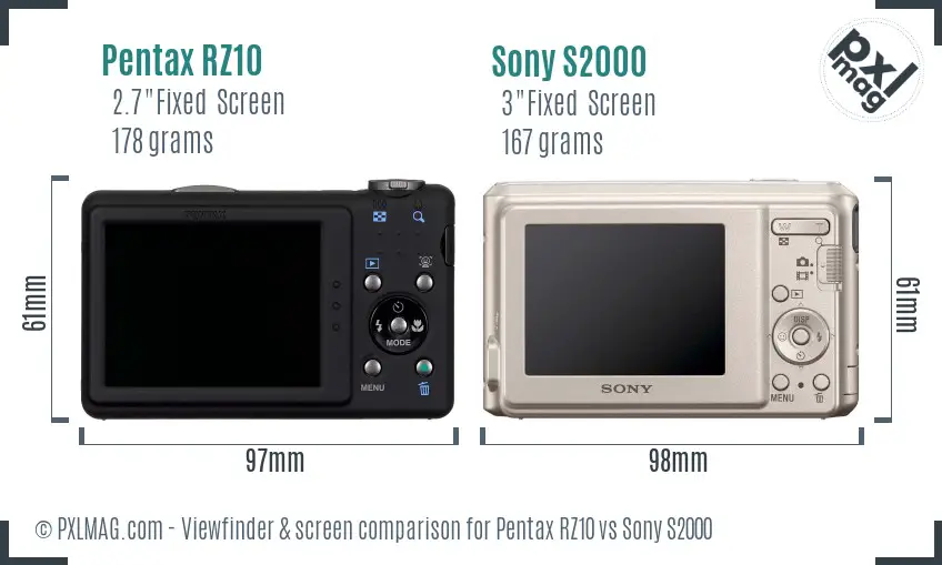 Pentax RZ10 vs Sony S2000 Screen and Viewfinder comparison Pentax RZ10 vs Sony S2000 Screen and Viewfinder comparison