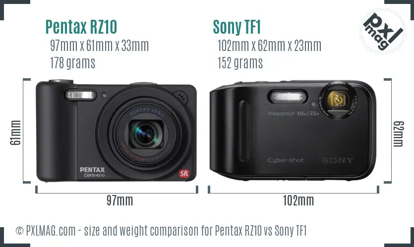 Pentax RZ10 vs Sony TF1 size comparison Pentax RZ10 vs Sony TF1 size comparison