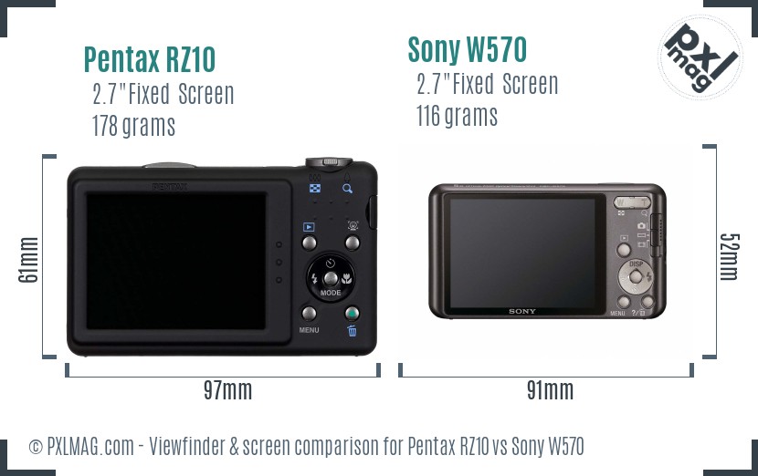 Pentax RZ10 vs Sony W570 Screen and Viewfinder comparison