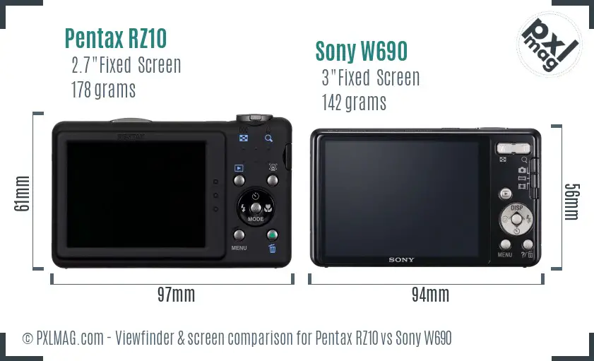 Pentax RZ10 vs Sony W690 Screen and Viewfinder comparison
