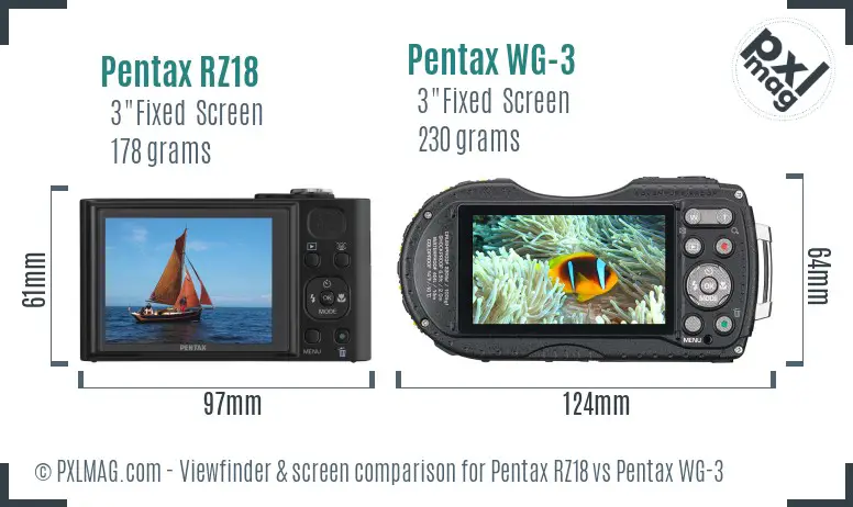 Pentax RZ18 vs Pentax WG-3 Screen and Viewfinder comparison
