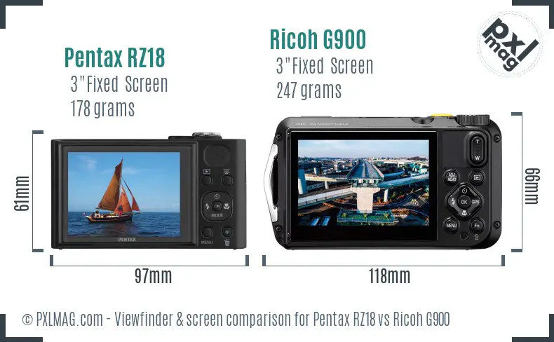Pentax RZ18 vs Ricoh G900 Screen and Viewfinder comparison Pentax RZ18 vs Ricoh G900 Screen and Viewfinder comparison
