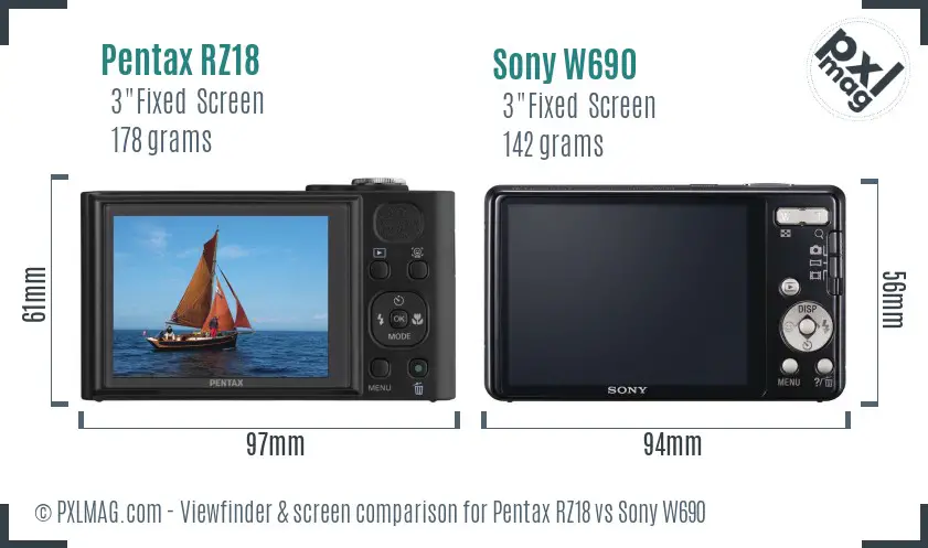 Pentax RZ18 vs Sony W690 Screen and Viewfinder comparison