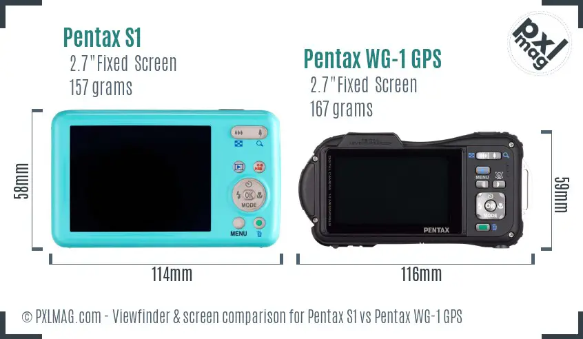 Pentax S1 vs Pentax WG-1 GPS Screen and Viewfinder comparison