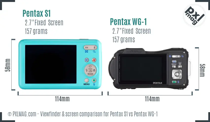 Pentax S1 vs Pentax WG-1 Screen and Viewfinder comparison
