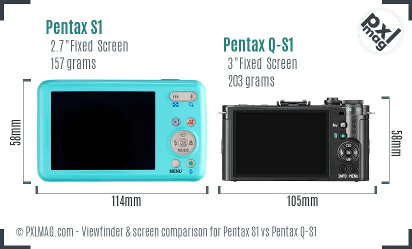Pentax S1 vs Pentax Q-S1 Screen and Viewfinder comparison