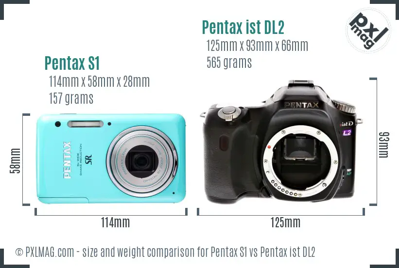 Pentax S1 vs Pentax ist DL2 size comparison