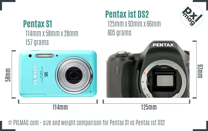 Pentax S1 vs Pentax ist DS2 size comparison