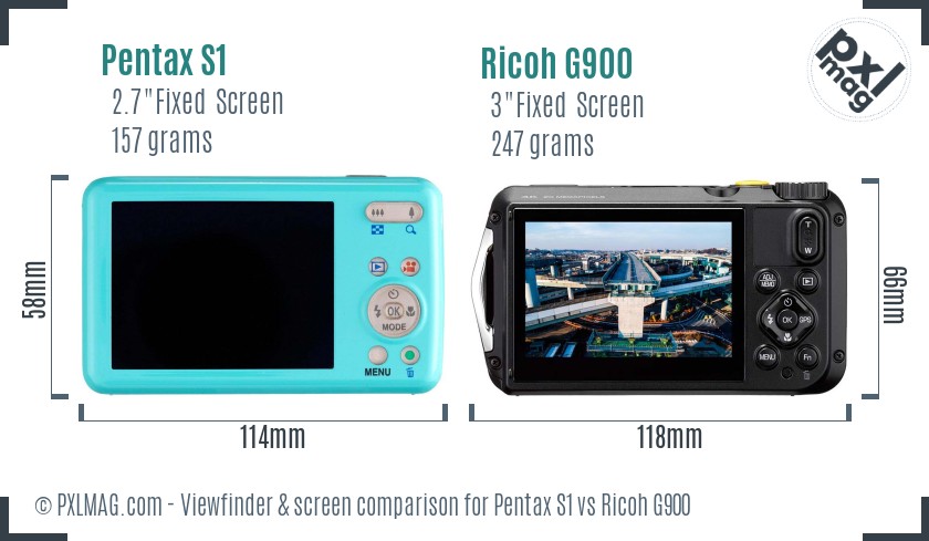 Pentax S1 vs Ricoh G900 Screen and Viewfinder comparison