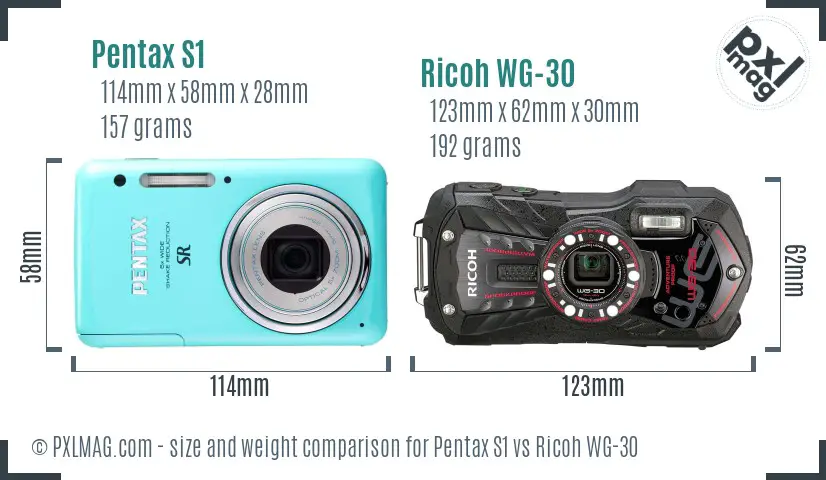 Pentax S1 vs Ricoh WG-30 size comparison Pentax S1 vs Ricoh WG-30 size comparison