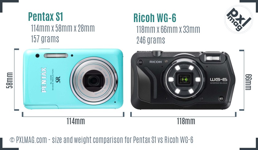 Pentax S1 vs Ricoh WG-6 size comparison Pentax S1 vs Ricoh WG-6 size comparison