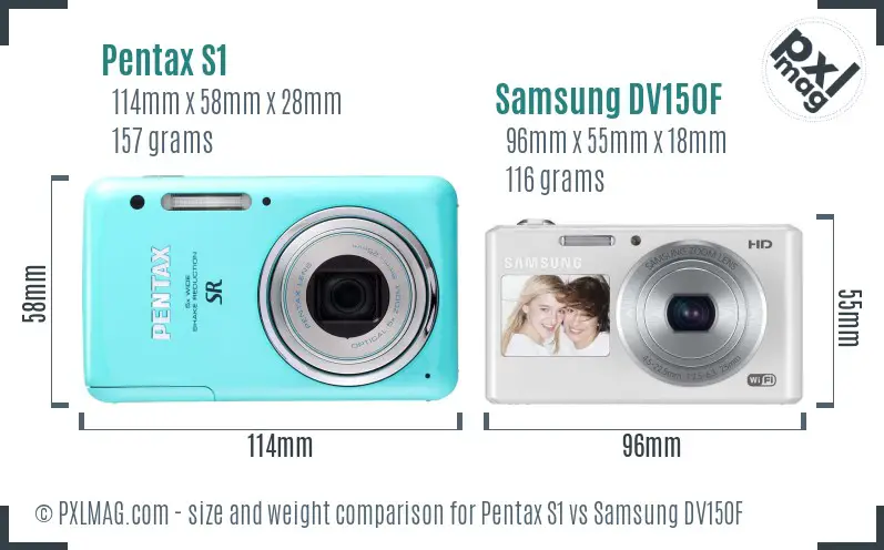 Pentax S1 vs Samsung DV150F size comparison