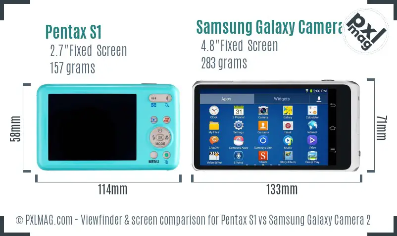 Pentax S1 vs Samsung Galaxy Camera 2 Screen and Viewfinder comparison