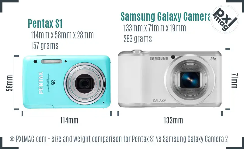 Pentax S1 vs Samsung Galaxy Camera 2 size comparison