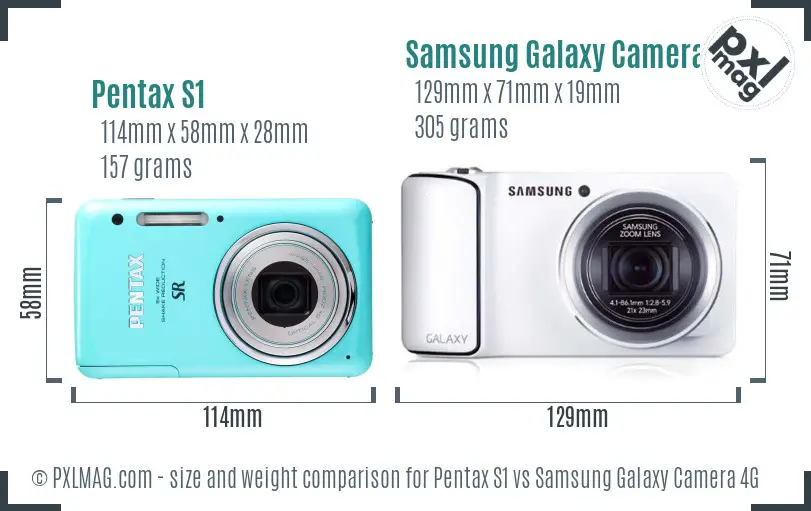 Pentax S1 vs Samsung Galaxy Camera 4G size comparison Pentax S1 vs Samsung Galaxy Camera 4G size comparison