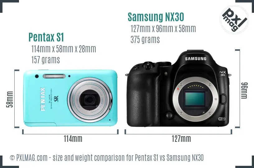 Pentax S1 vs Samsung NX30 size comparison