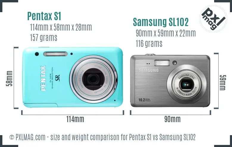 Pentax S1 vs Samsung SL102 size comparison Pentax S1 vs Samsung SL102 size comparison