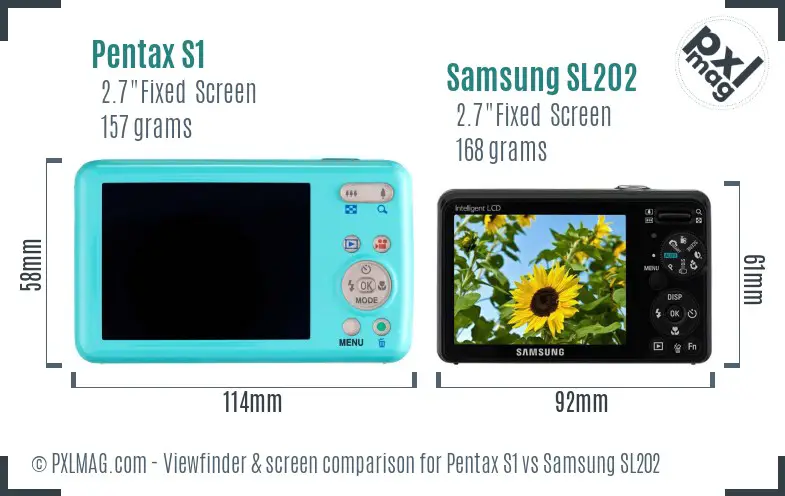 Pentax S1 vs Samsung SL202 Screen and Viewfinder comparison