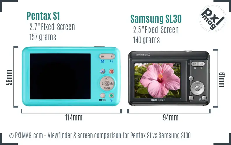 Pentax S1 vs Samsung SL30 Screen and Viewfinder comparison Pentax S1 vs Samsung SL30 Screen and Viewfinder comparison
