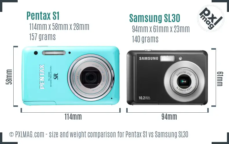 Pentax S1 vs Samsung SL30 size comparison Pentax S1 vs Samsung SL30 size comparison