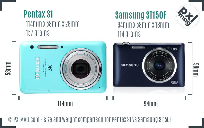 Pentax S1 vs Samsung ST150F size comparison