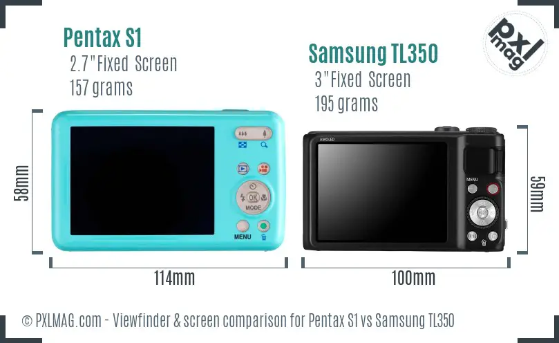 Pentax S1 vs Samsung TL350 Screen and Viewfinder comparison